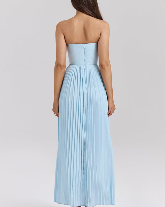 Isabelle Marchand | Strapless Pleated Maxi Dress with Bustier