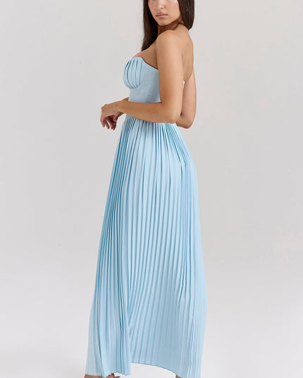 Isabelle Marchand | Strapless Pleated Maxi Dress with Bustier