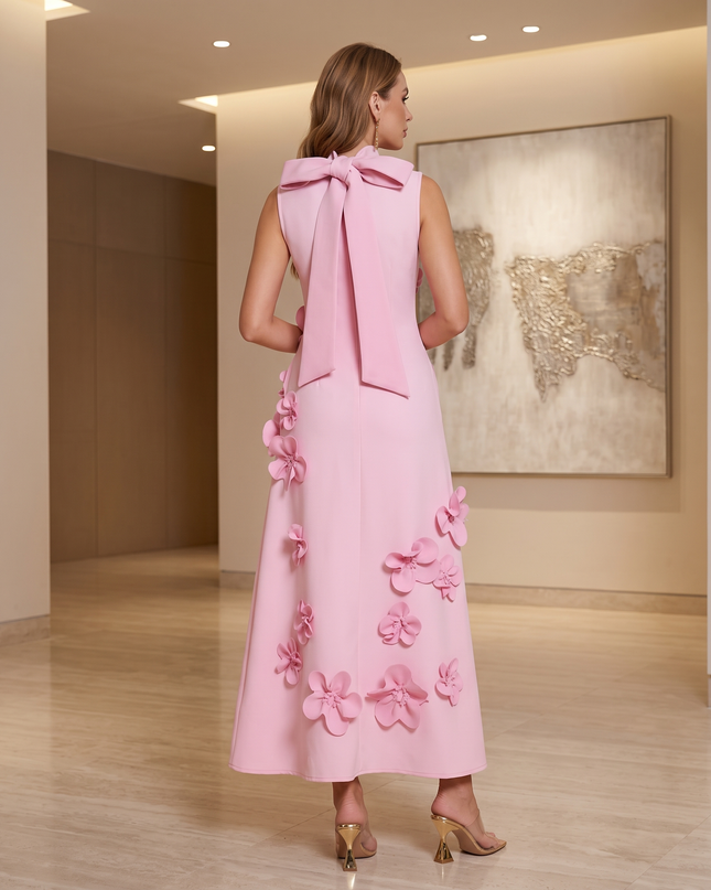 Woman wearing floral maxi dress