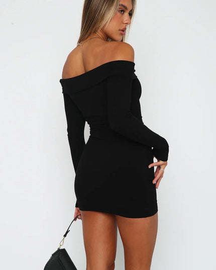 Woman wearing off shoulder mini dress
