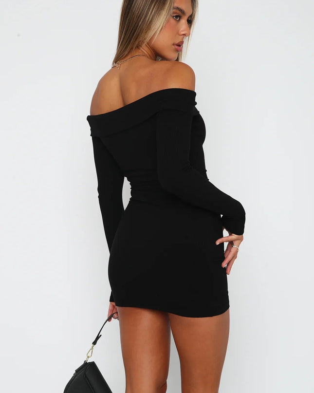 Woman wearing off shoulder mini dress