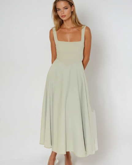 Woman wearing elegant flow maxi dress