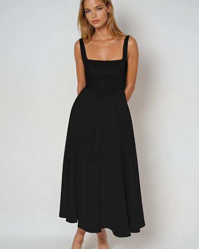 Woman wearing elegant flow maxi dress