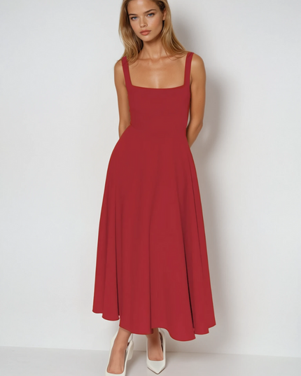 Woman wearing elegant flow maxi dress