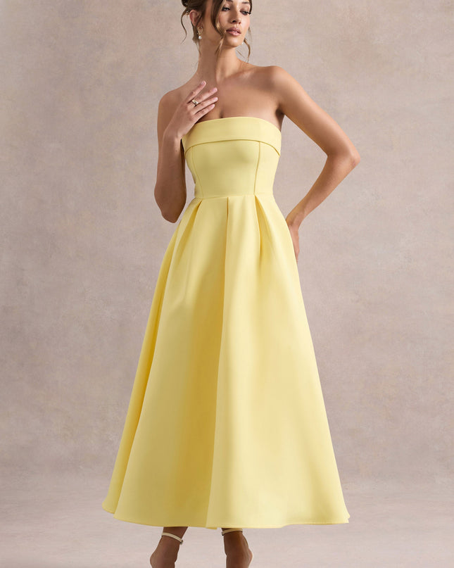 Luna Fontenot | Elegant Strapless Midi Dress