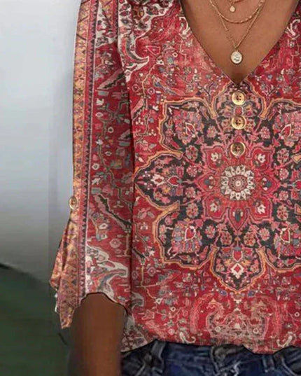 Arabella | Red Print Classic Top